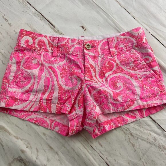 Lilly Pulitzer Pink White Paisley Walsh Chino Short summer, vacation womens 2 - Picture 1 of 6